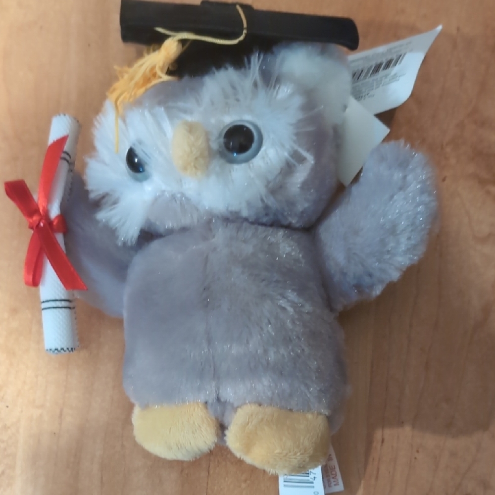 Gray and Yellow Owl Toy for Small Pets